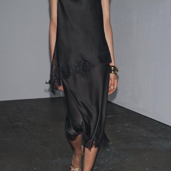 ZW COLLECTION SATIN LACE SKIRT - Picture 1 of 7